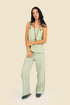 Embroidered short linen top